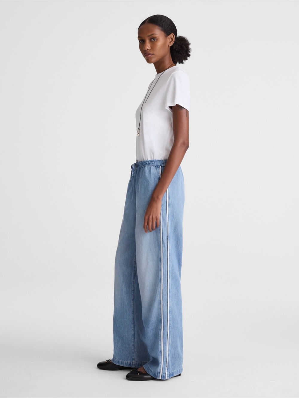 Madewell Pull-On Track Pants in Airy Denim Size XS NEW with Tag - Picture 3 of 7